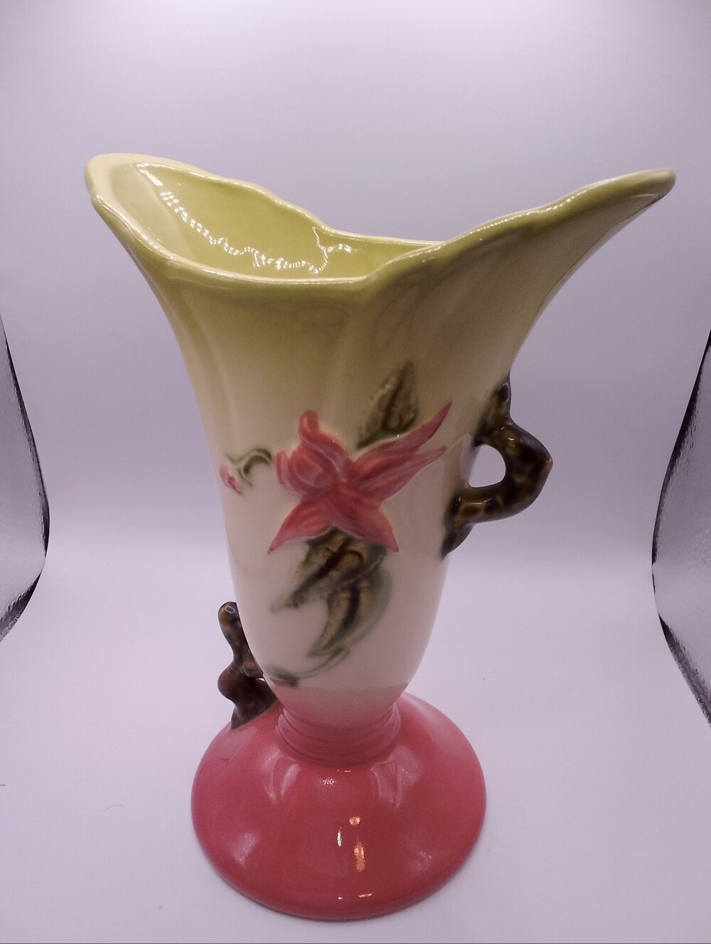 Hull Woodland Glossy Chartreuse/Pink  8" Height USA  READ
